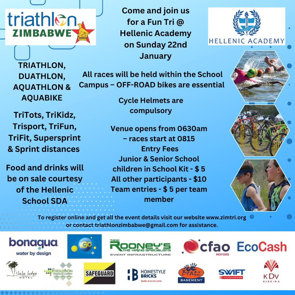 Zimbabwe Triathlon | 22 JANUARY – HELLENIC ACADEMY FAMILY FUN TRIATHLON